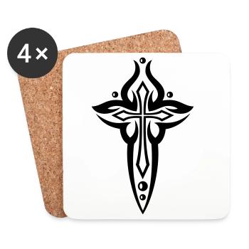 Cross, Crucifix, with pearls. - Coasters (set of 4) - white - Front