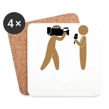 Reporter parle devant la caméra - Dessous de verre (lot de 4) - blanc - Devant