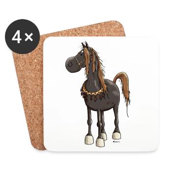 Cheval Arabe Mignon - Chevaux - Dessous de verre (lot de 4) - blanc - Devant