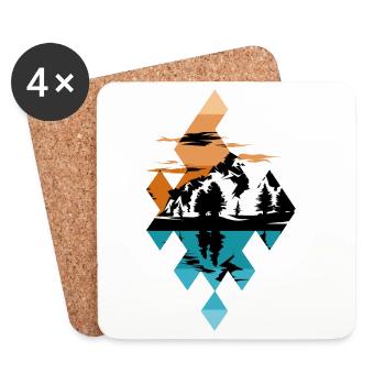 Pattern Mountains Mountain Lake Symbol Logo icon Graphic - Coasters (set of 4) - white - Front
