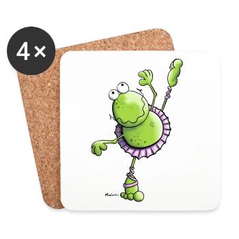 Ballet Frog - Coasters (set of 4) - white - Front