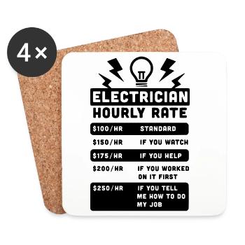 Electrician Hourly Rate - Coasters (set of 4) - white - Front
