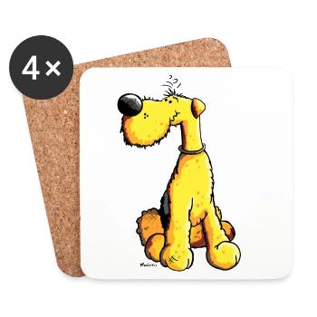 Drôle Airedale Terrier - Dessous de verre (lot de 4) - blanc - Devant
