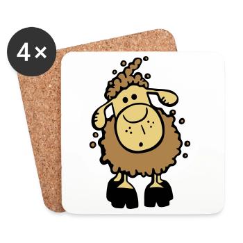 Flauschiges Schaf I Schäfchen I Kinder Geschenk - Untersetzer (4er-Set) - Weiß - Vorne