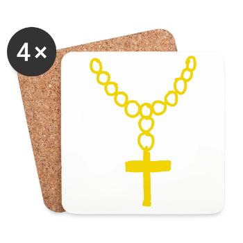 Gold chain with cross - Coasters (set of 4) - white - Front