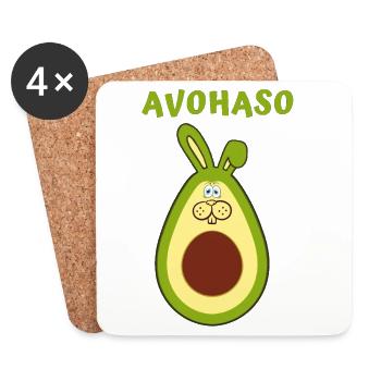 Avocado Lachalarm Cartoonaufdruck - Untersetzer (4er-Set) - Weiß - Vorne