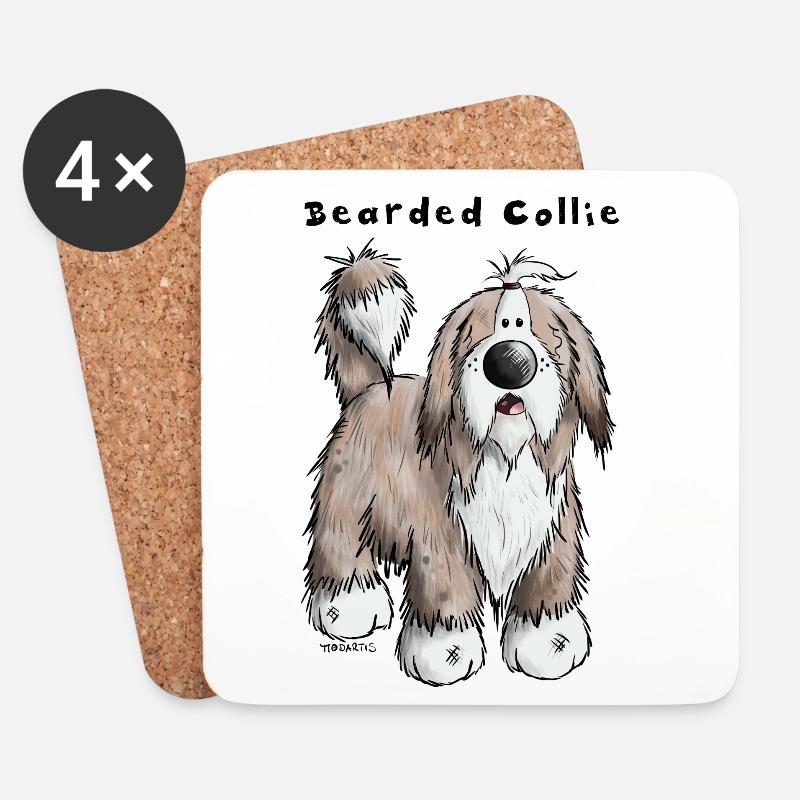 Hier ist der Bearded Collie - Untersetzer (4er-Set) - Weiß