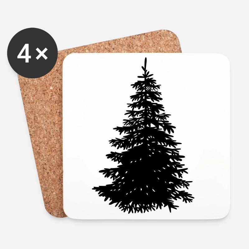 Tannenbaum - Untersetzer (4er-Set) - Weiß