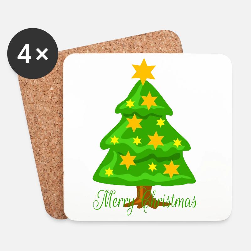 Tannenbaum Weihnachten - Untersetzer (4er-Set) - Weiß