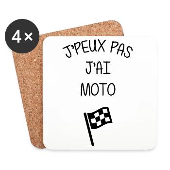 Moto / Motard / Motarde / Biker / Stunt / Cross - Dessous de verre (lot de 4) - blanc - Devant