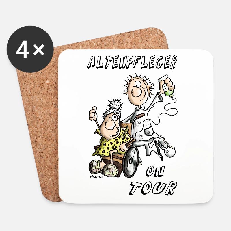 Altenpfleger on Tour - Untersetzer (4er-Set) - Weiß