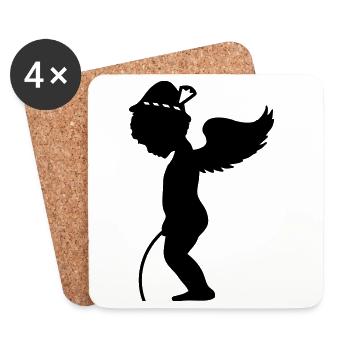 Pee break at the - Angel pees - Coasters (set of 4) - white - Front