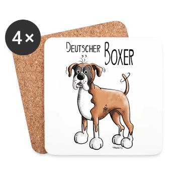 Deutscher Boxer - Untersetzer (4er-Set) - Weiß - Vorne