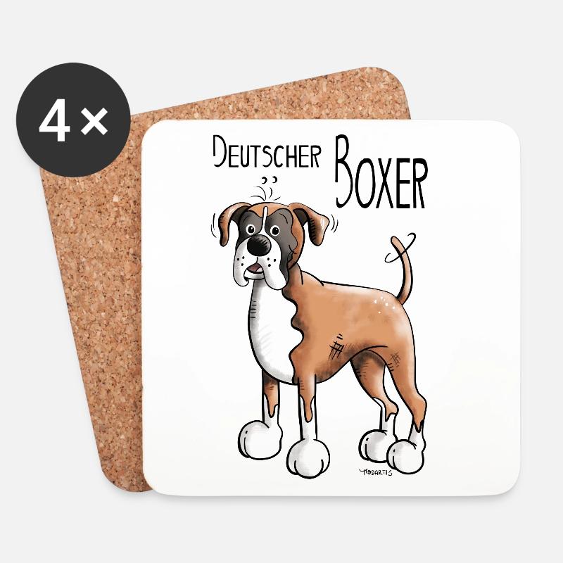 Deutscher Boxer - Untersetzer (4er-Set) - Weiß