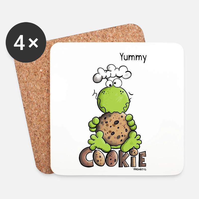Frosch liebt Cookie - Untersetzer (4er-Set) - Weiß