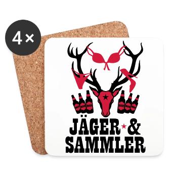 66 Hirsch Jäger und Sammler Bier Party Sex Spaß - Untersetzer (4er-Set) - Weiß - Vorne