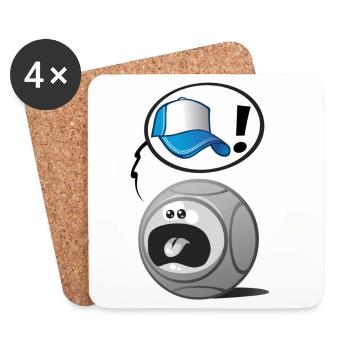 Casquette pétanque v2 - Dessous de verre (lot de 4) - blanc - Devant