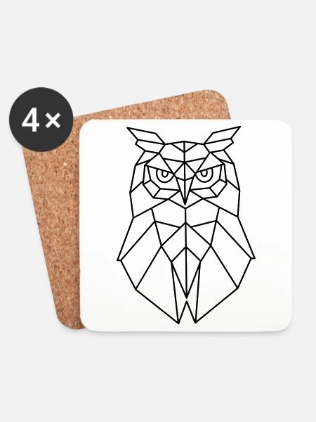 Eule Vogel Wald Geschenk Idee Tier Natur Geometrie - Untersetzer (4er-Set) - Weiß