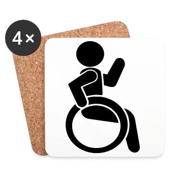 Agiter l’utilisateur d’un fauteuil roulant # - Dessous de verre (lot de 4) - blanc - Devant