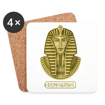 Pharaoh portrait in gold tone Akhenaten - Coasters (set of 4) - white - Front