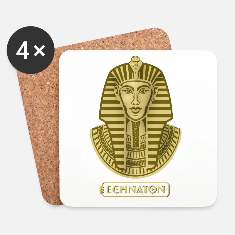 Pharaonenporträt im Goldton Echnaton - Untersetzer (4er-Set) - Weiß