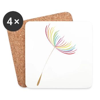 colorful and filigree dandelion seeds (dandelion) - Coasters (set of 4) - white - Front