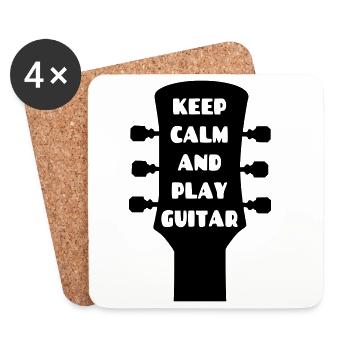 Restez calme! Et jouer de la guitare musicien # - Dessous de verre (lot de 4) - blanc - Devant