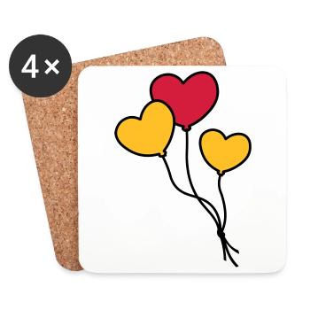Herzballons / Heart balloon / Ballon coeur - Untersetzer (4er-Set) - Weiß - Vorne