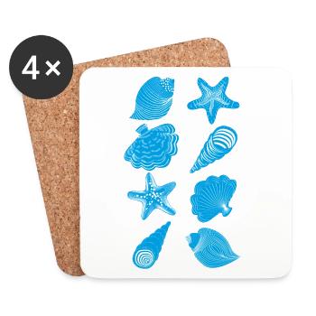 Shells and starfish - Coasters (set of 4) - white - Front