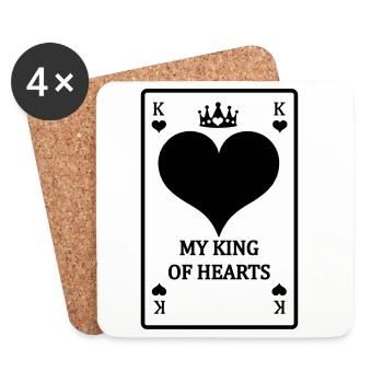 Carte à jouer Mes cœurs roi avec texte - Dessous de verre (lot de 4) - blanc - Devant