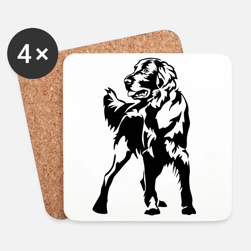 Flat-coated Retriever - Untersetzer (4er-Set) - Weiß