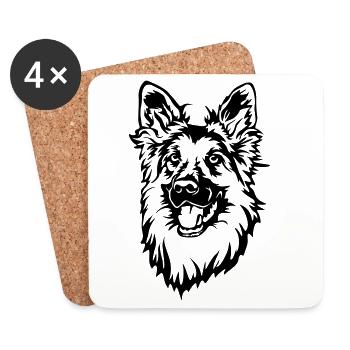 German Shepherd - Coasters (set of 4) - white - Front