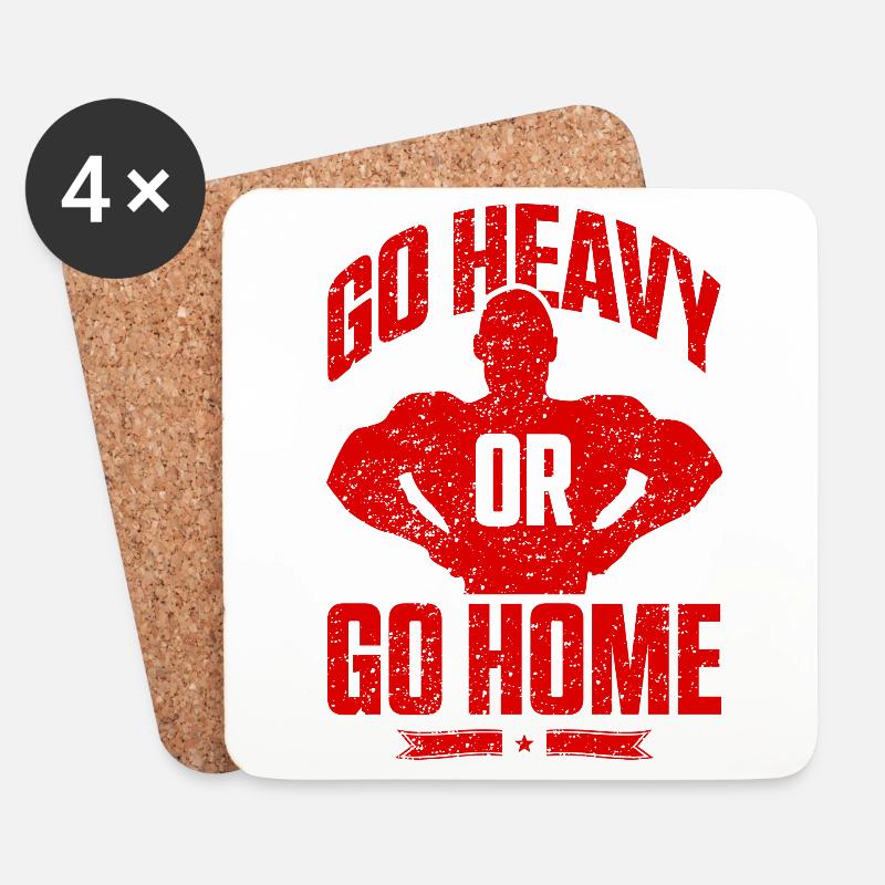 go heavy or go home gym - Untersetzer (4er-Set) - Weiß