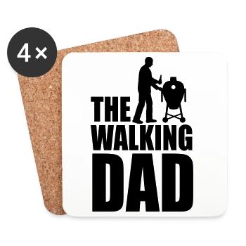 The walking dad Kamado BBQ bier Vatertag Geschenk - Untersetzer (4er-Set) - Weiß - Vorne