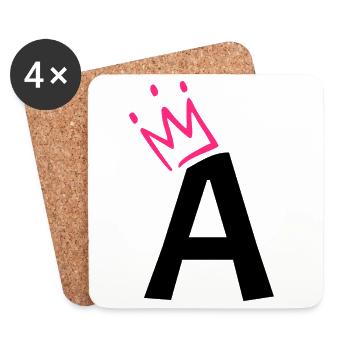 Buchstabe A mit Krone - Untersetzer (4er-Set) - Weiß - Vorne