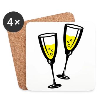 sekt glas wein - Untersetzer (4er-Set) - Weiß - Vorne