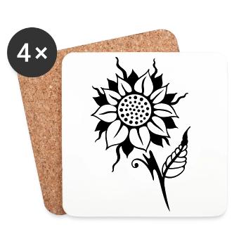 Sonnenblume Blume Pocket Flower - Untersetzer (4er-Set) - Weiß - Vorne