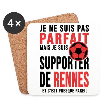 supporter foot Rennes club humour football rennais - Dessous de verre (lot de 4) - blanc - Devant