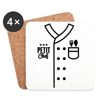 Kids Chef Uniform Petit Chef Child Cooking Costume - Coasters (set of 4) - white - Front
