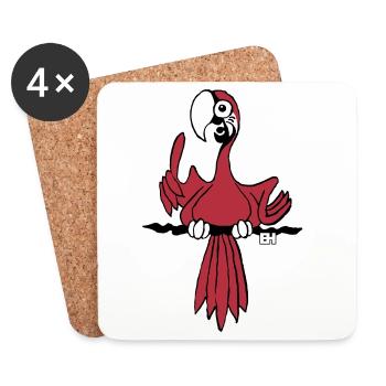 Lebendige Papageienillustration für Bekleidung - Untersetzer (4er-Set) - Weiß - Vorne