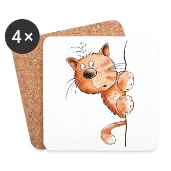 Red Cat I Cat Friends Cadeau - Dessous de verre (lot de 4) - blanc - Devant