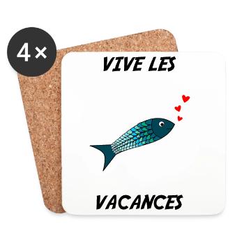 VACANCES. VIVE LES VACANCES. VACANCES - Dessous de verre (lot de 4) - blanc - Devant