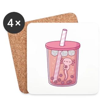 Cute Axolotl In Bubble Tea - Coasters (set of 4) - white - Front