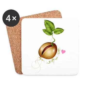 keimendes Samenkorn - Gärtnern mit Liebe - Untersetzer (4er-Set) - Weiß - Vorne