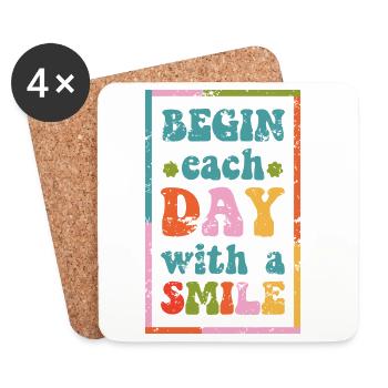 motivational t-shirt smile day grunge effect - Coasters (set of 4) - white - Front