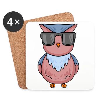 coole Eule mit Sonnenbrille - Untersetzer (4er-Set) - Weiß - Vorne