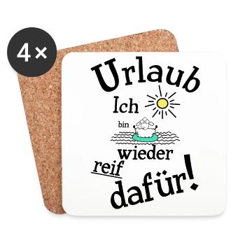Urlaub Urlaubsreif - Untersetzer (4er-Set) - Weiß - Vorne