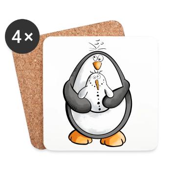 Pingouin et bonhomme de neige sont les meilleurs amis - Dessous de verre (lot de 4) - blanc - Devant