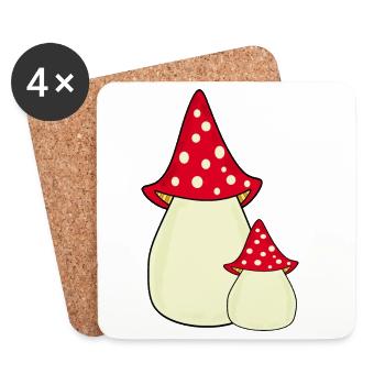 Fliegenpilz, Pilz im Wald Geschenk - Untersetzer (4er-Set) - Weiß - Vorne