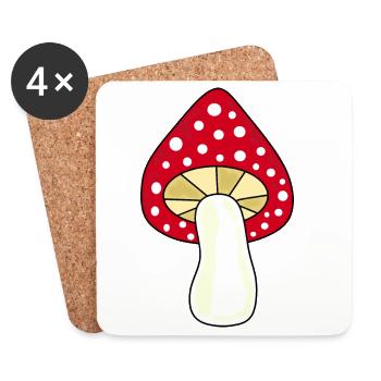 Fliegenpilz, Pilz im Wald Geschenk - Untersetzer (4er-Set) - Weiß - Vorne